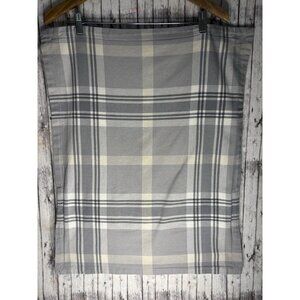 Pottery Barn Turner Plaid Print Cover Gray Ivory PAIR Standard Standard Shams
